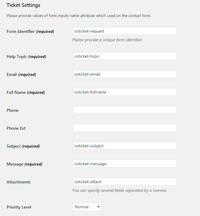 Contact Form 7 fields settings