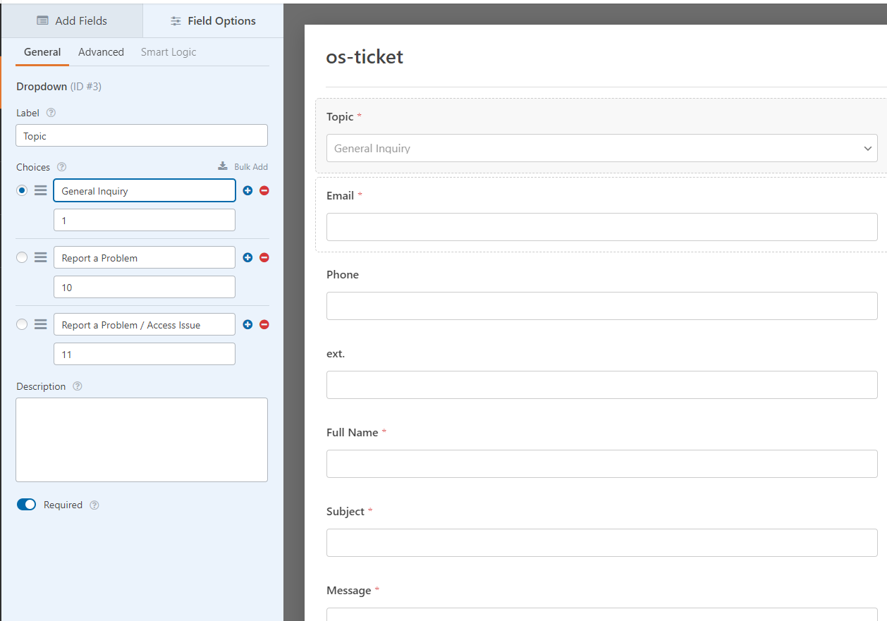 Example of WPForms form