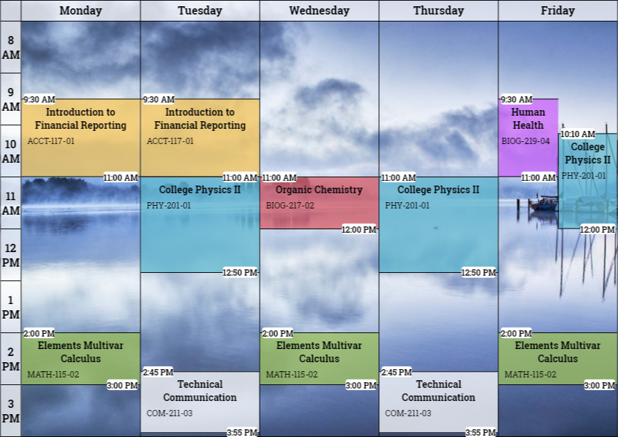 Example of a schedule