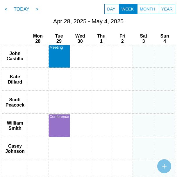 events by groups (month view)