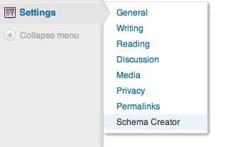 Schema Creator also has a Settings page.