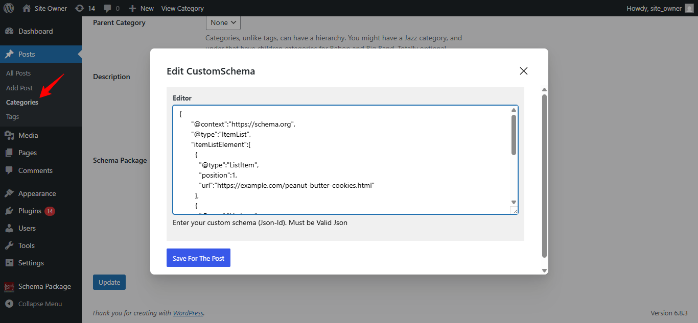 Carousel schema edit page