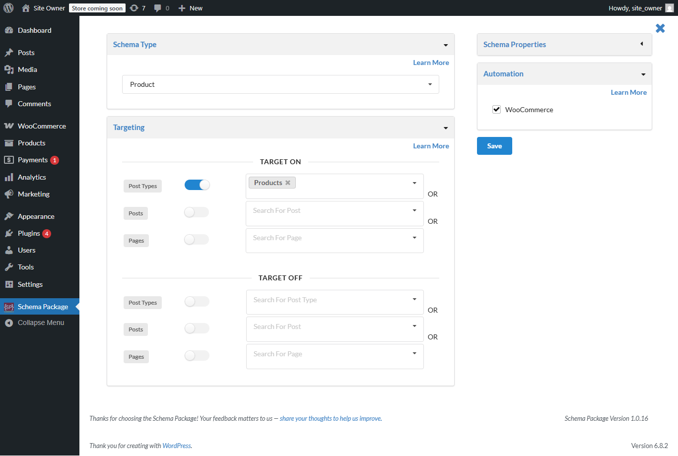 Editing added schema types via Schema Package Generator