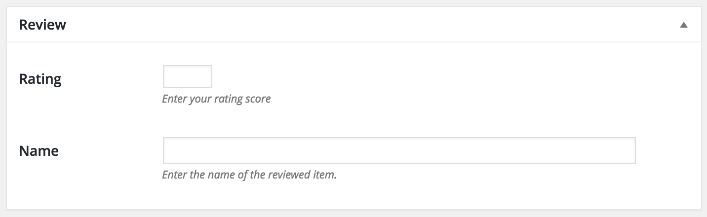 Set Editor/Author Rating and the Name of reviewed item.