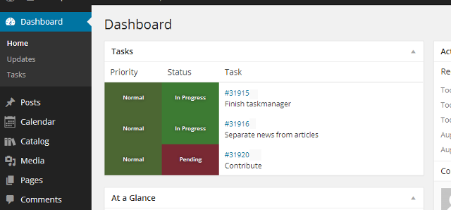 Admin dashboard widget