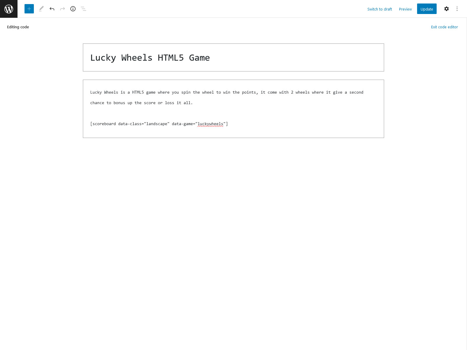 Add shortcode to post or page content