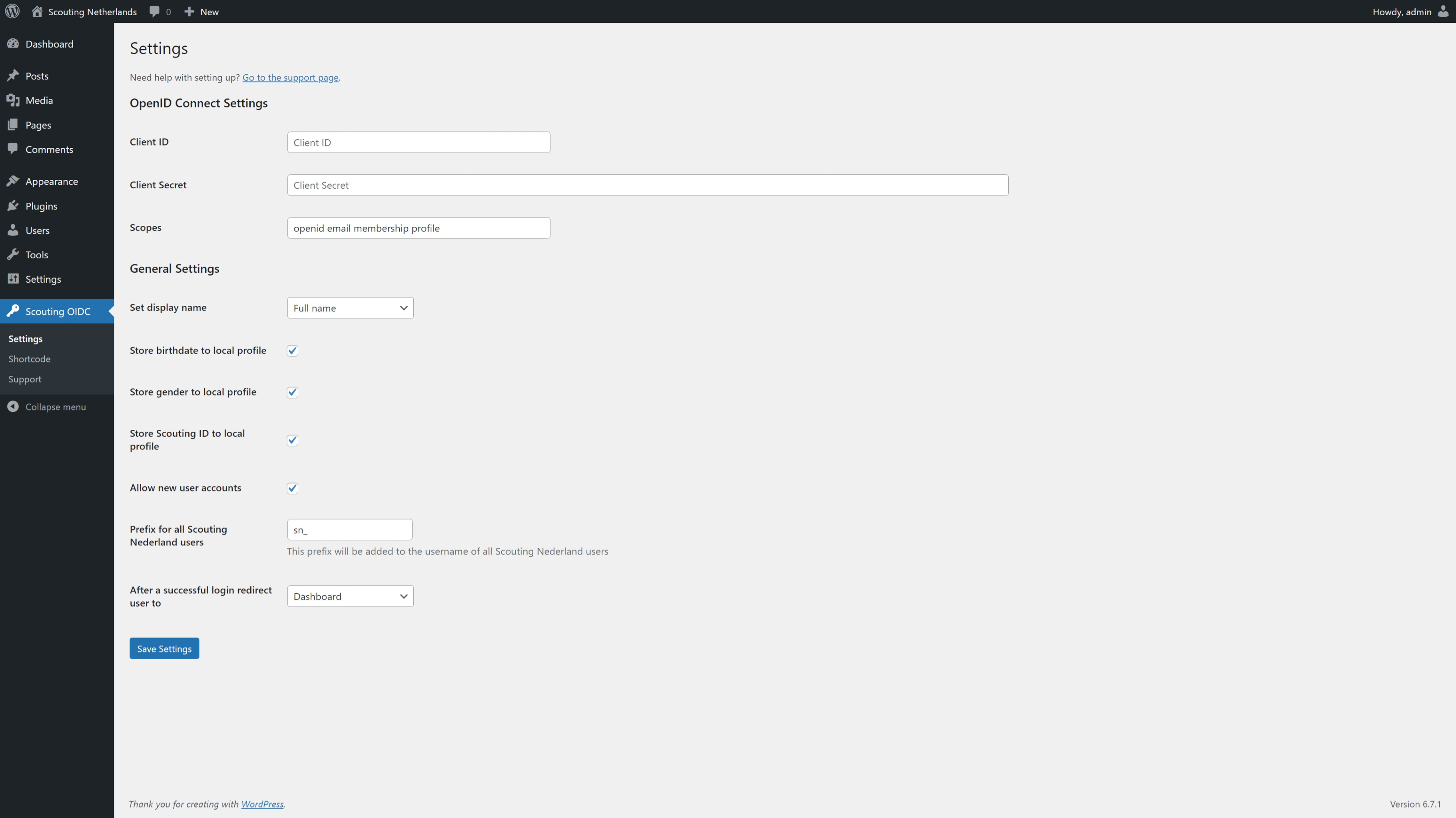 Support Page