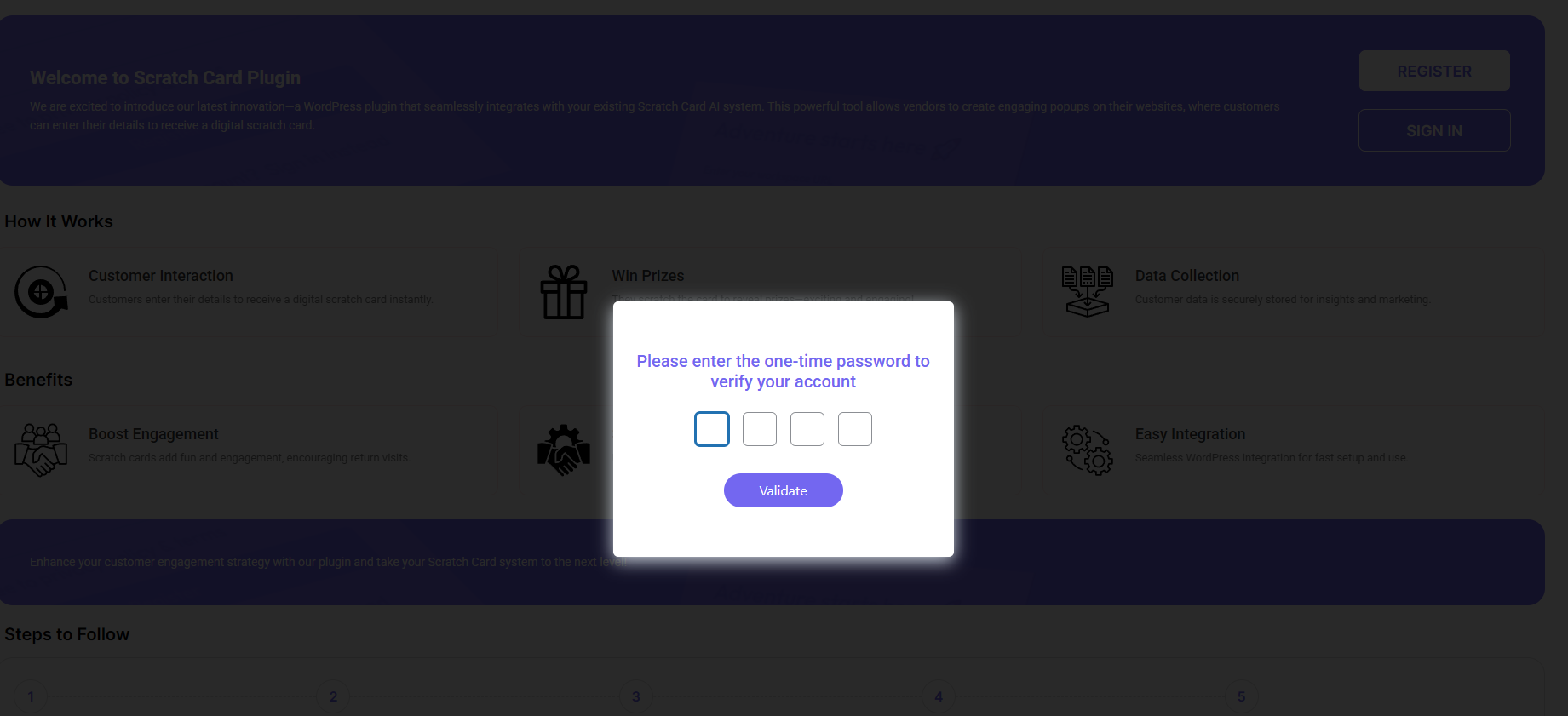 Popup scratch card in action