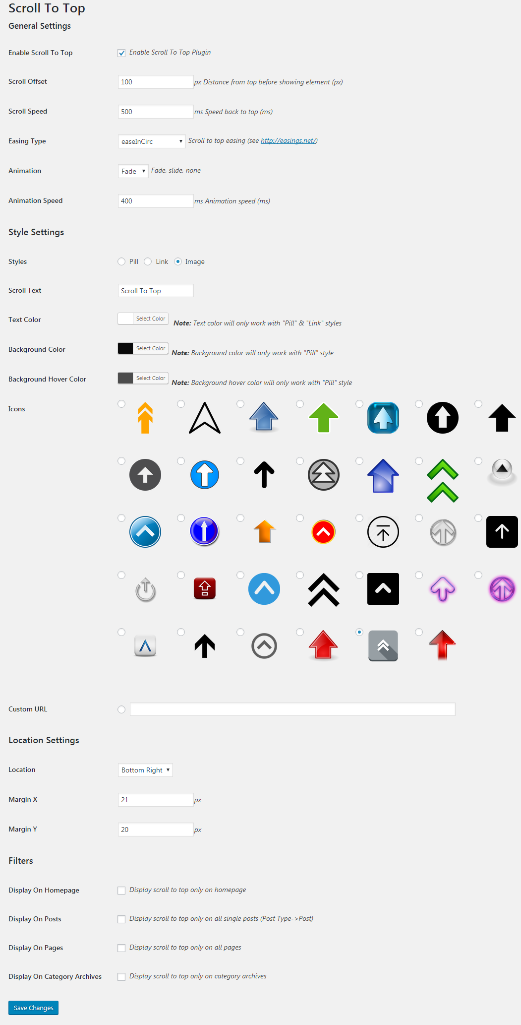 Admin Options Panel