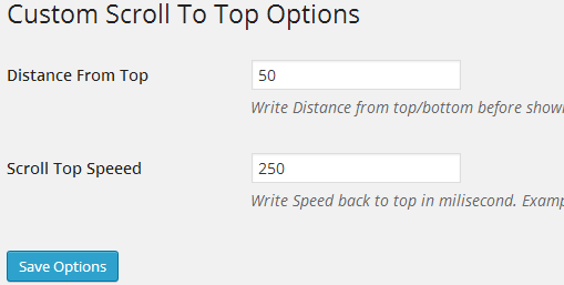 Option panel of plugin.
