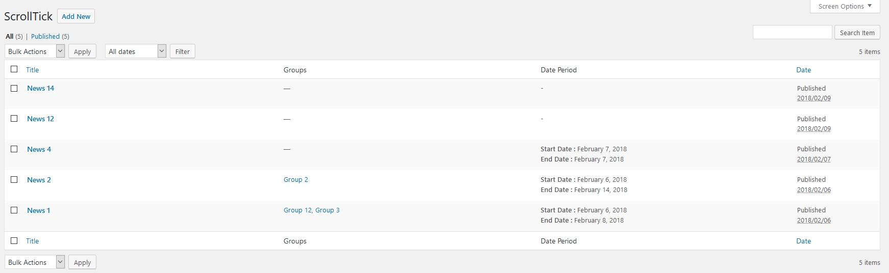 Announcements Page