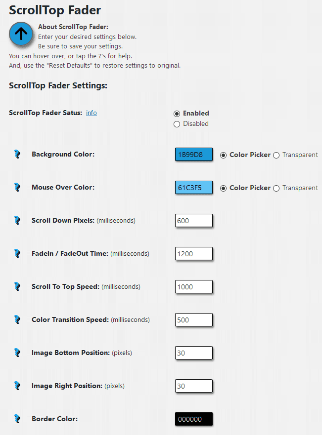 Settings close up