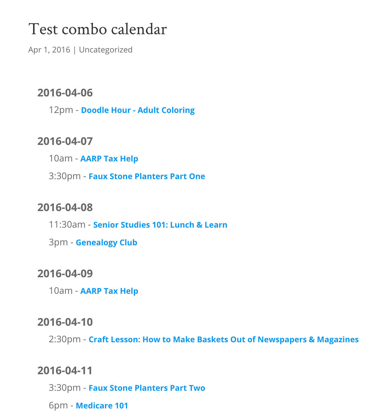 An example post with a combined calendar.