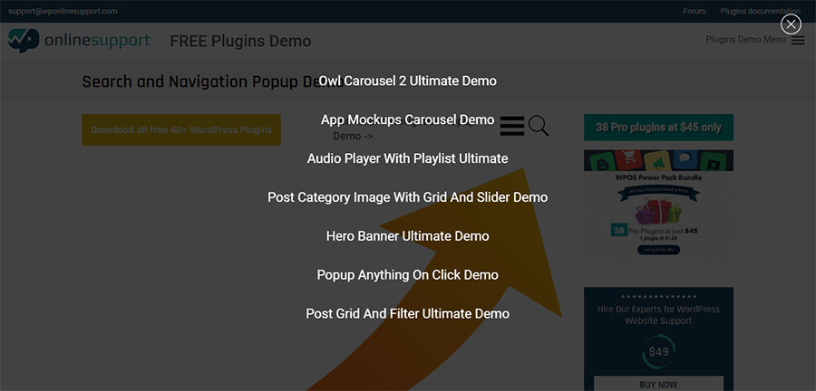 Navigation Popup