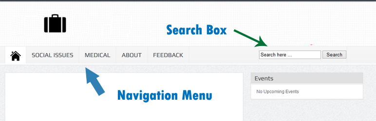Displays default search form in the navigation menu.