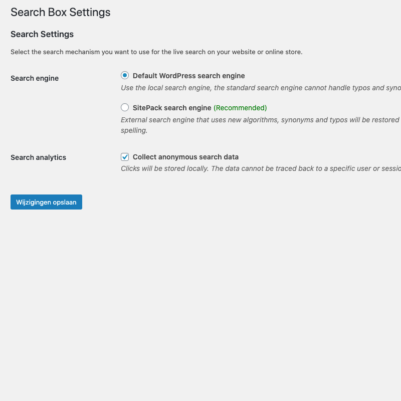 Configure the search engine and analytics
