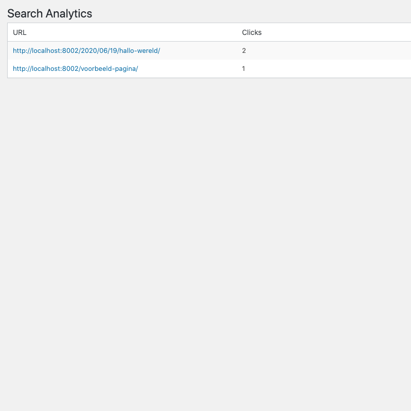 View the clicks from the live search plugin