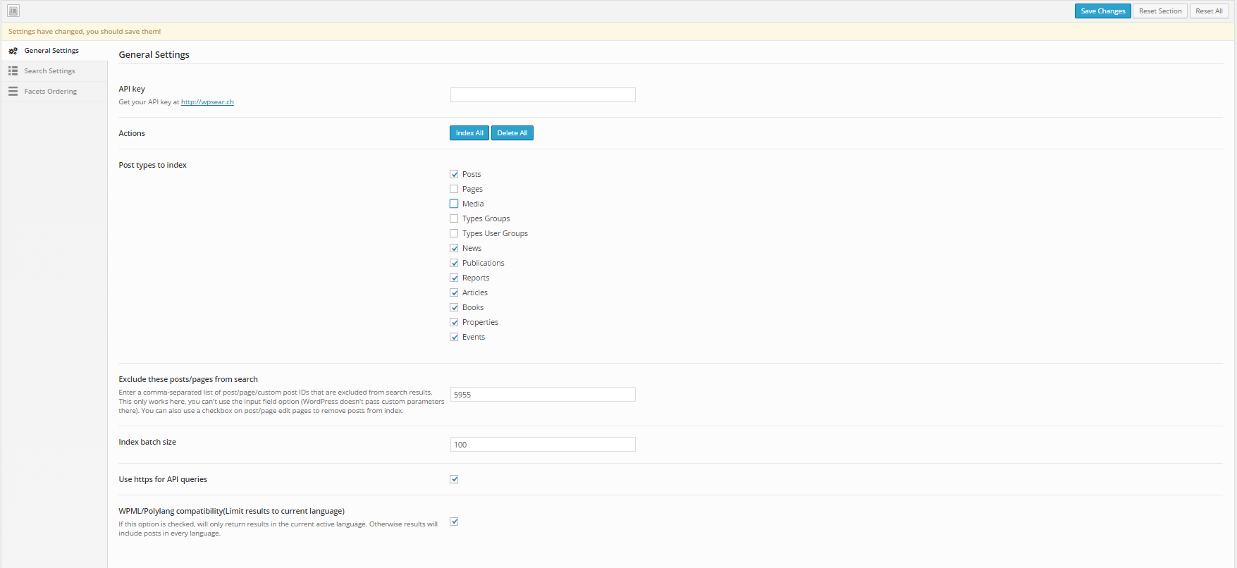 Configuration page