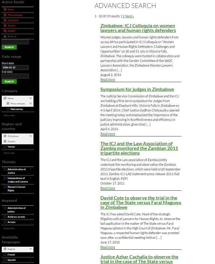 Search page example