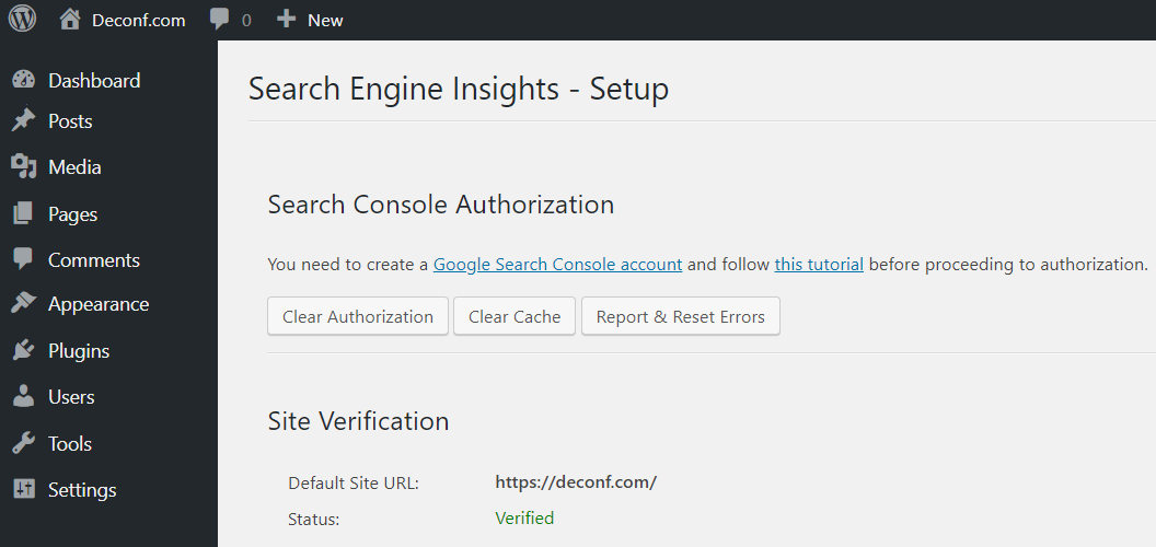 Site verification using the Search Console metatag