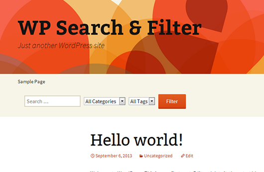 Minimal example of Search & Filter embedded in the header