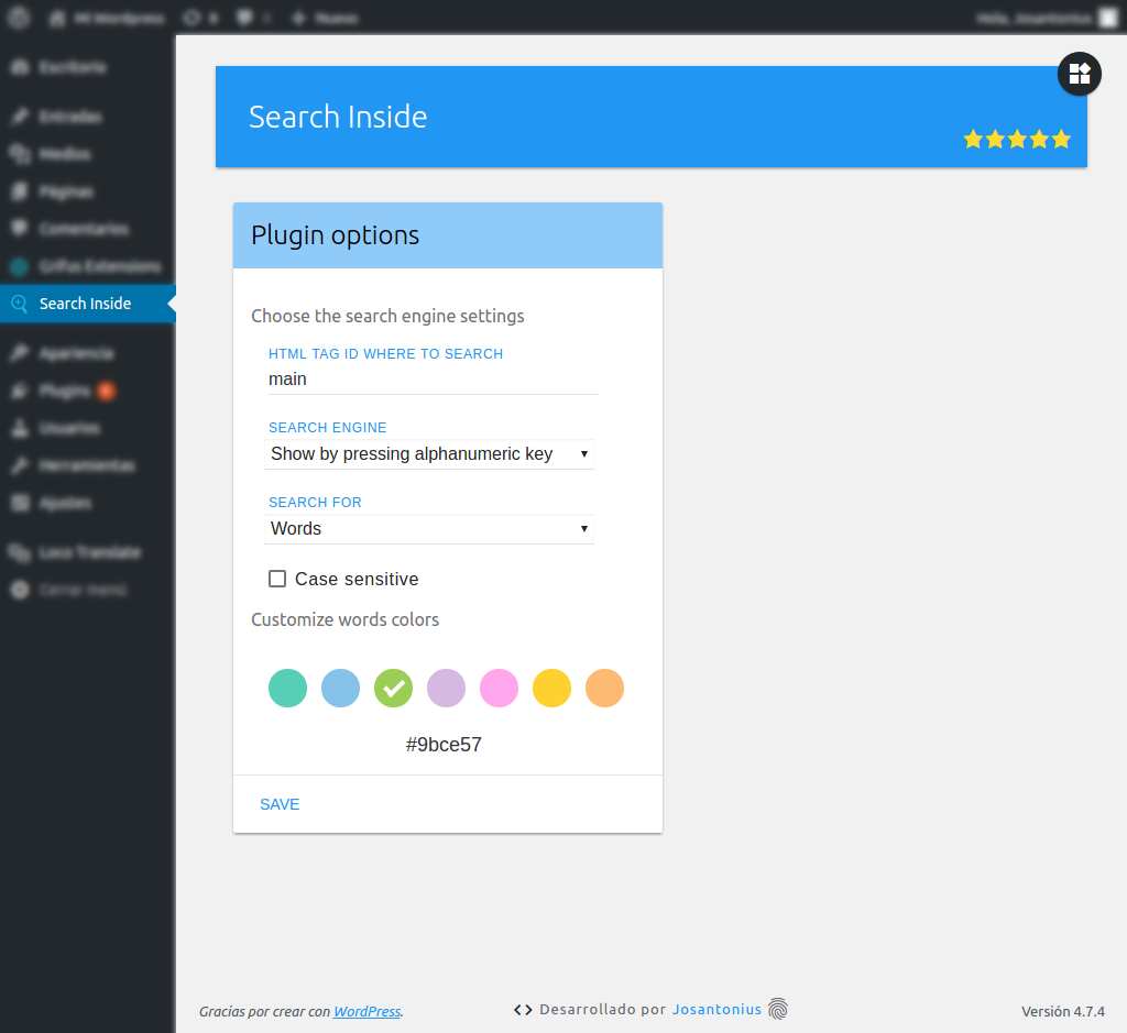 Admin panel (English)
