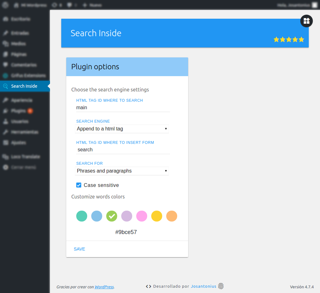 Admin panel (English)