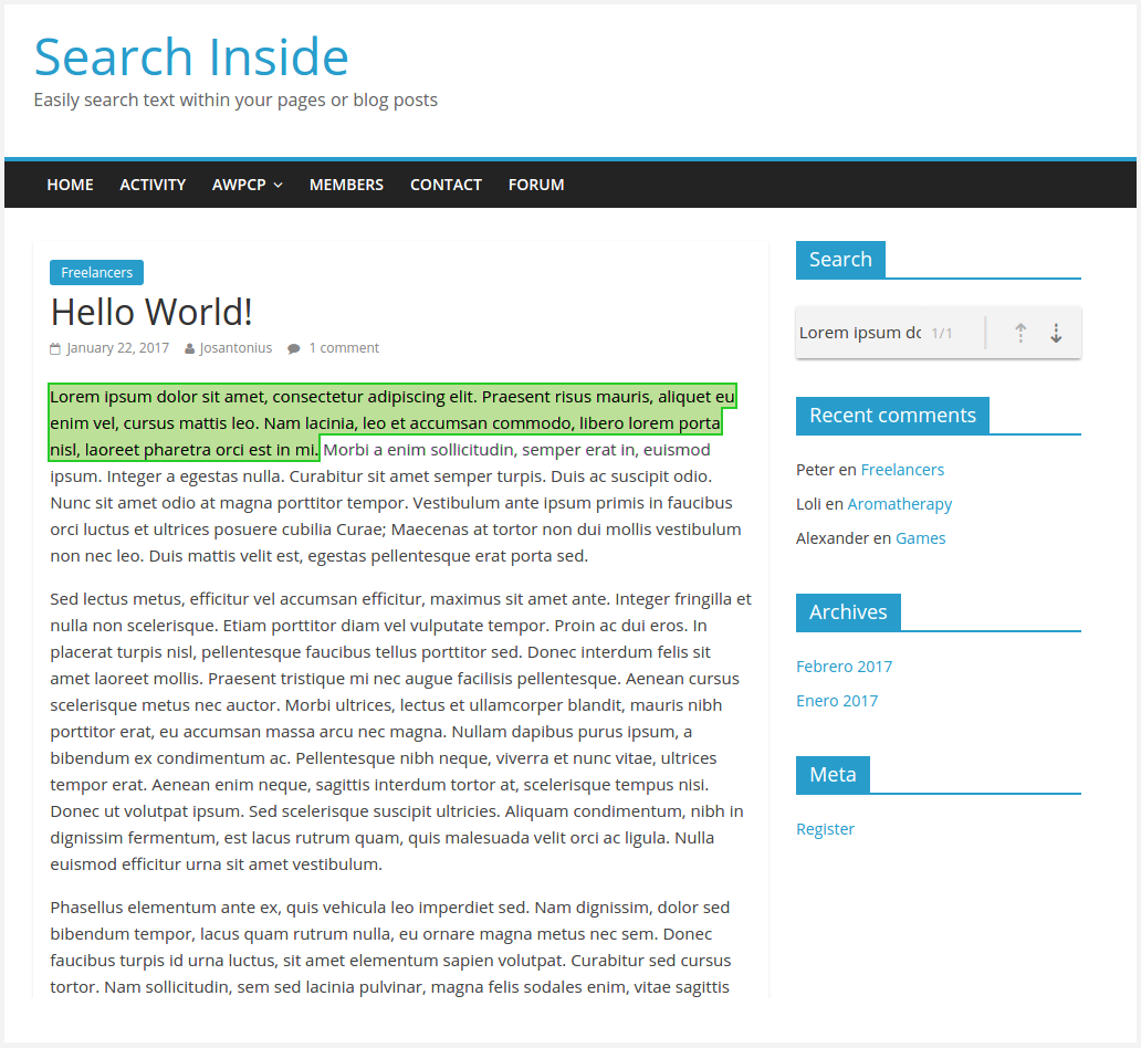 Front search phrases search engine fixed