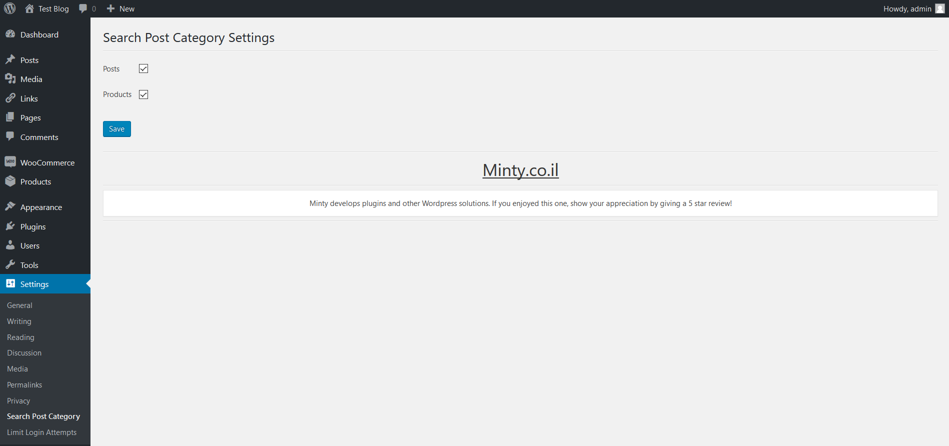 Plugin settings.