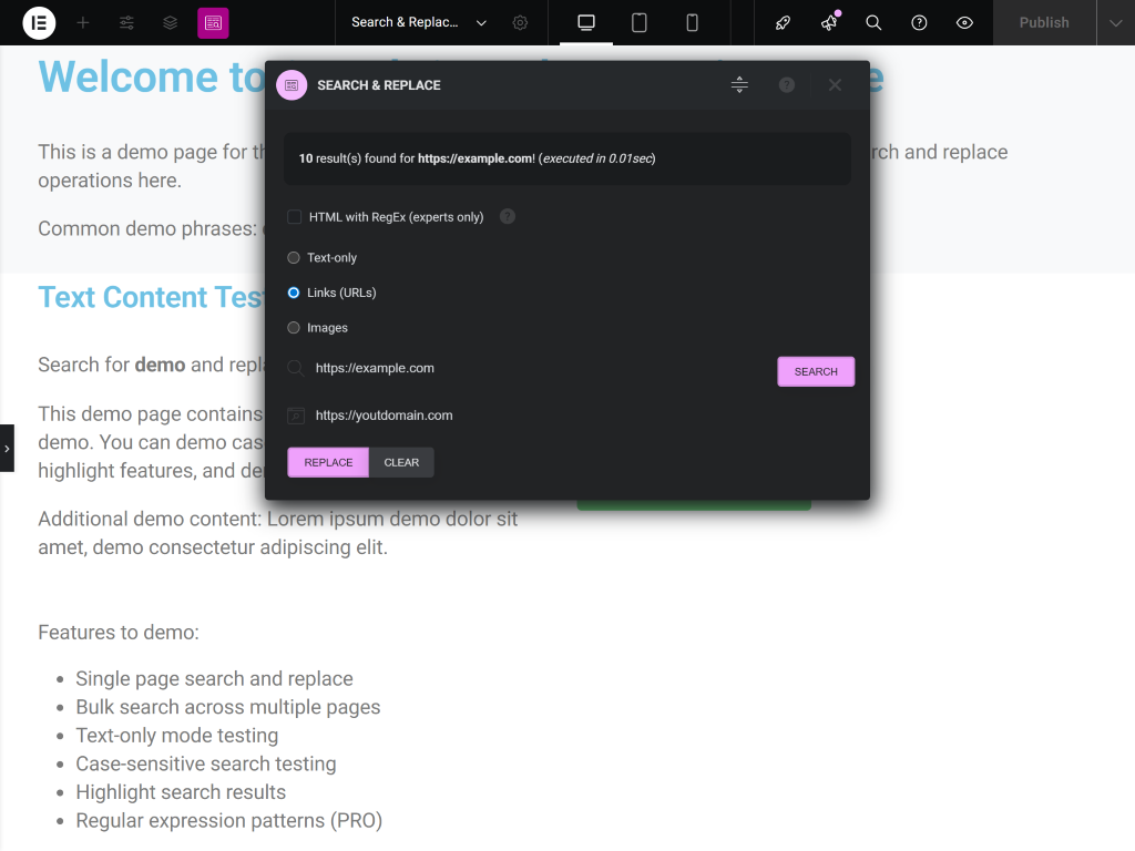 Visual highlighting of matches