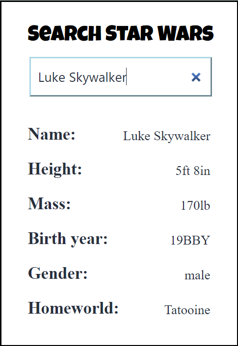 Example of a search result from the widget.