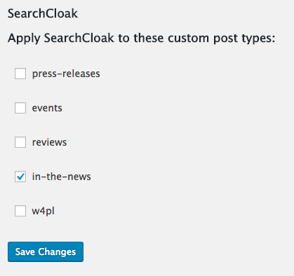 The SearchCloak dashboard settings page.