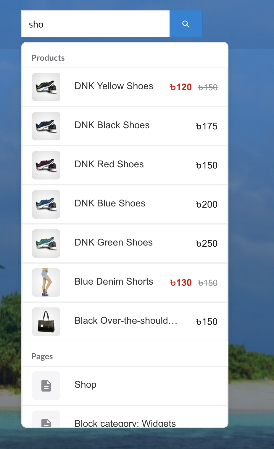 WooCommerce product search with support for variants and dynamic tracking