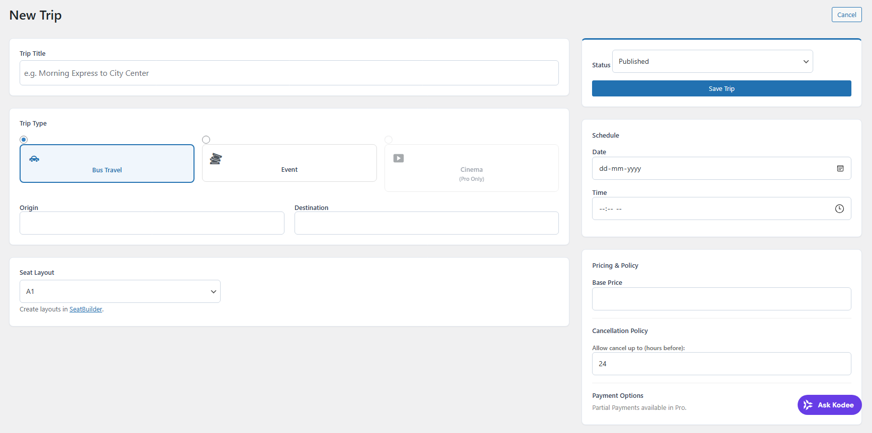 Frontend: Booking flow step 2