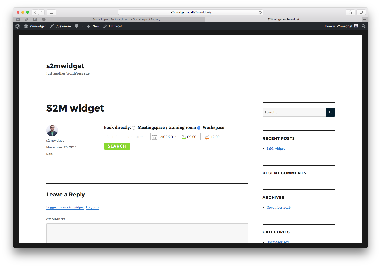 Example of an mplementation in a clean Wordpress Theme