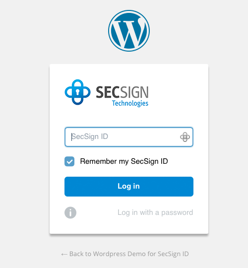 This is the login form in which you enter your SecSign ID shown in the smartphone app.
