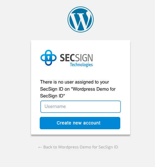 The options for the SecSign ID plugin. You can choose a service name which is shown to a user on his or her smartphone and the assignments between a wordpress user and a SecSign ID.