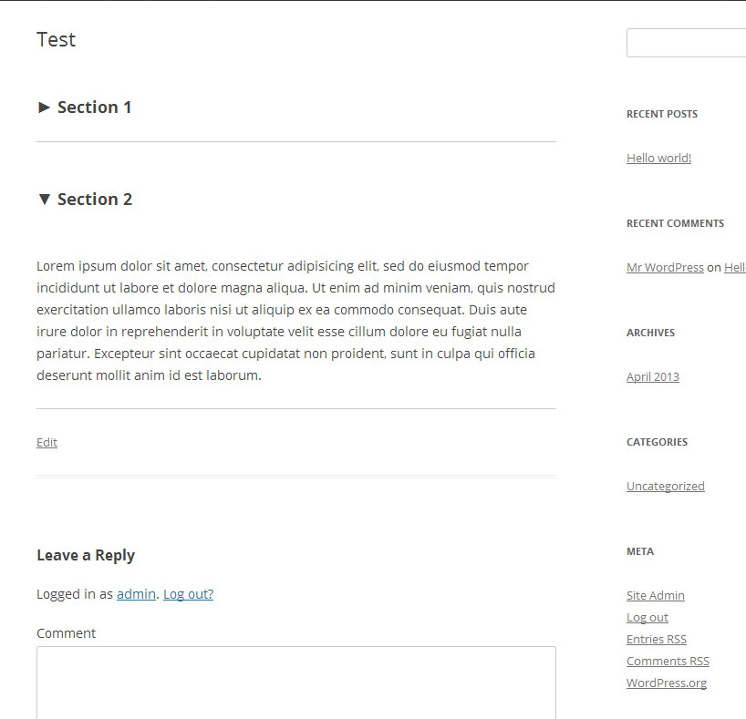 This is how your content will look with the plugin activated and shortcodes placed.