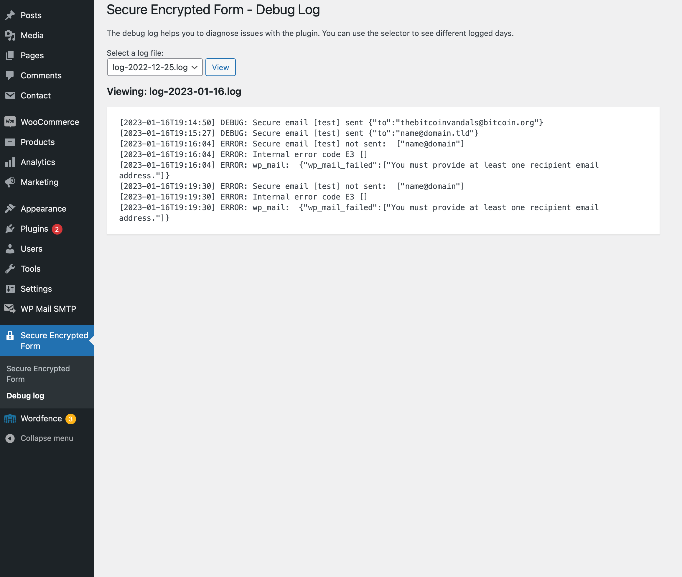 Plugin debug log