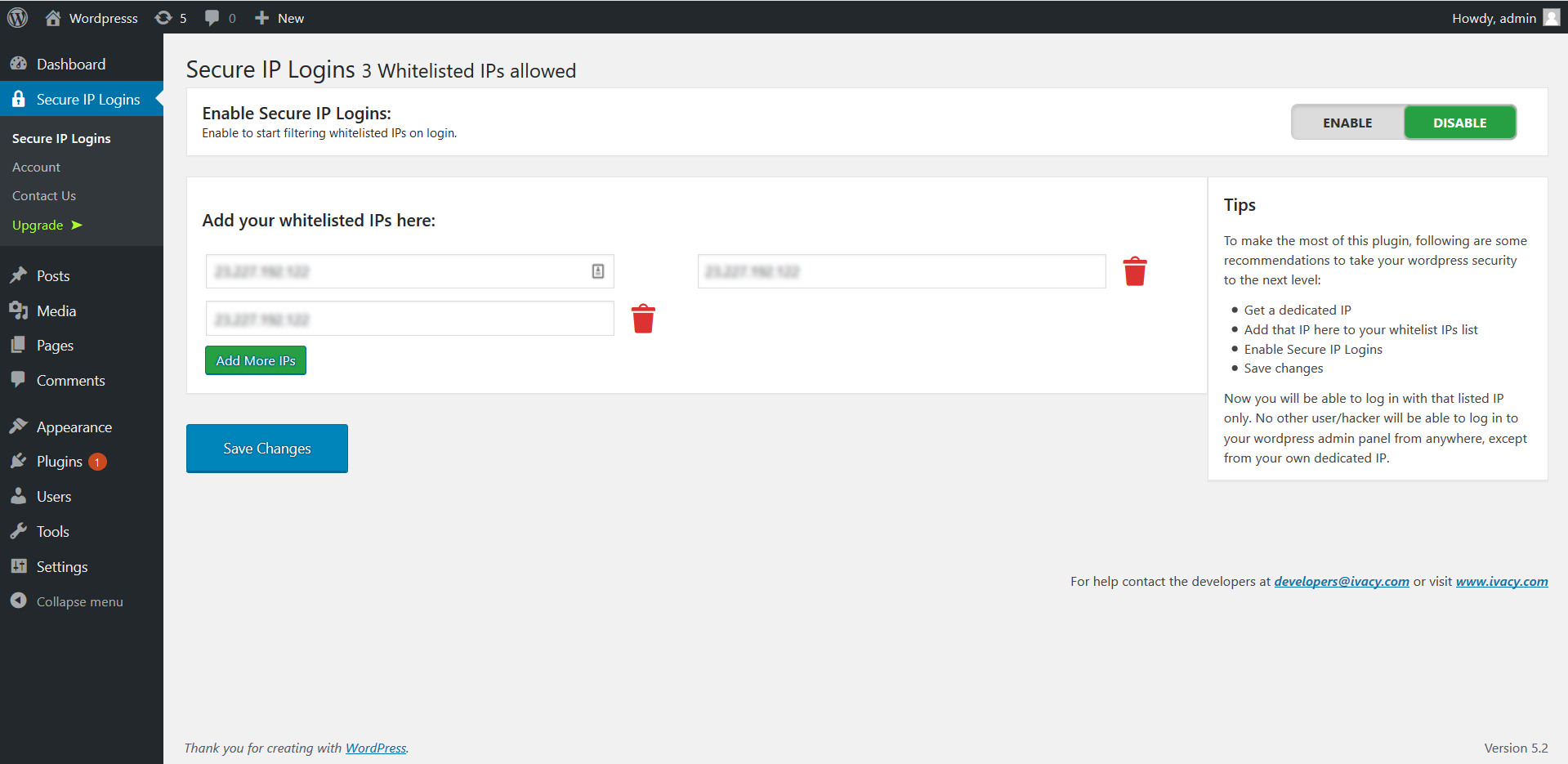 Add IPs to whitelisted IP list