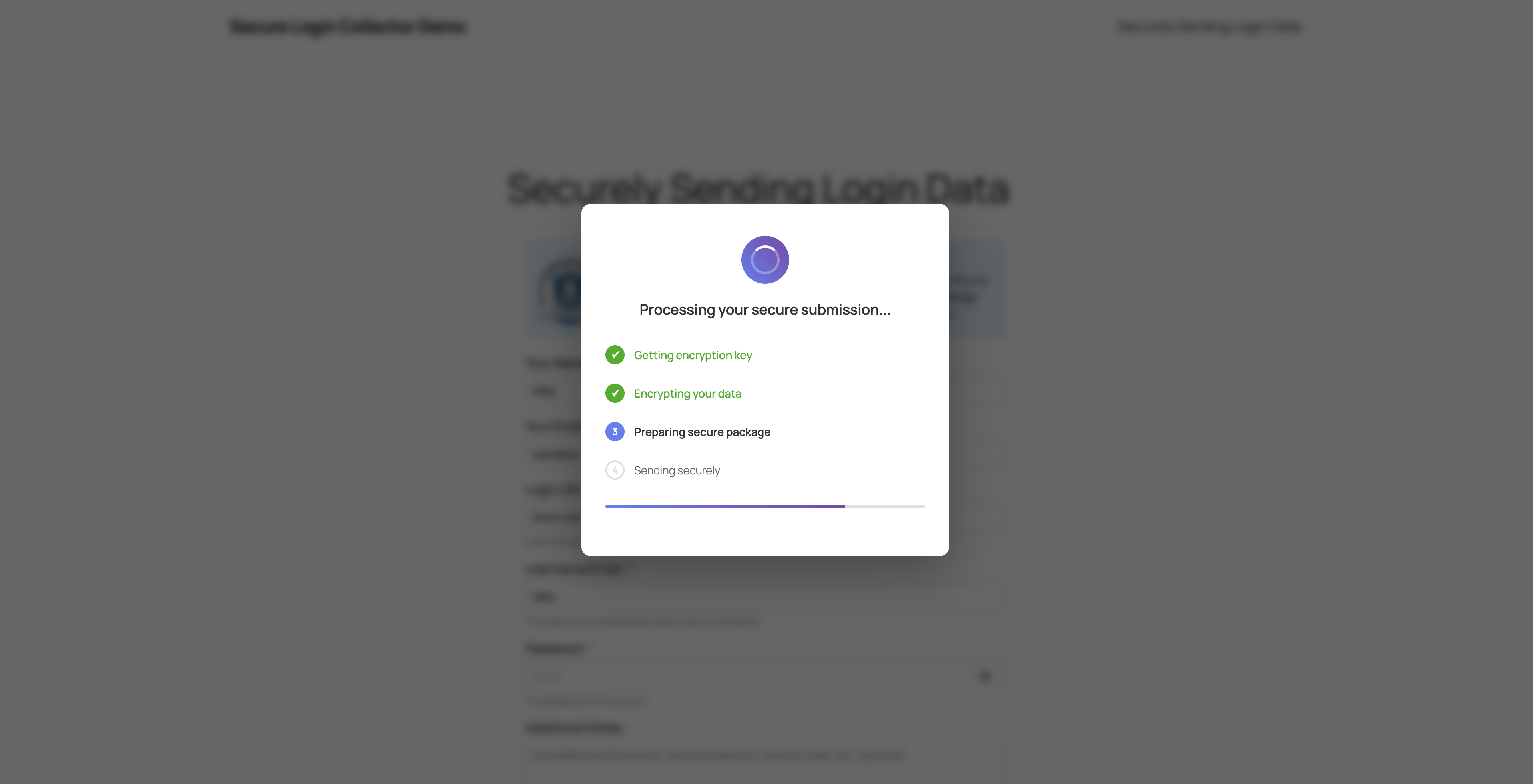 Encryption of the login data in the client’s browser before it is sent