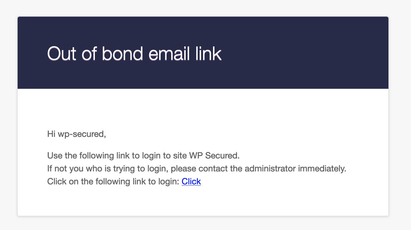 E-mail with the Out of Band link