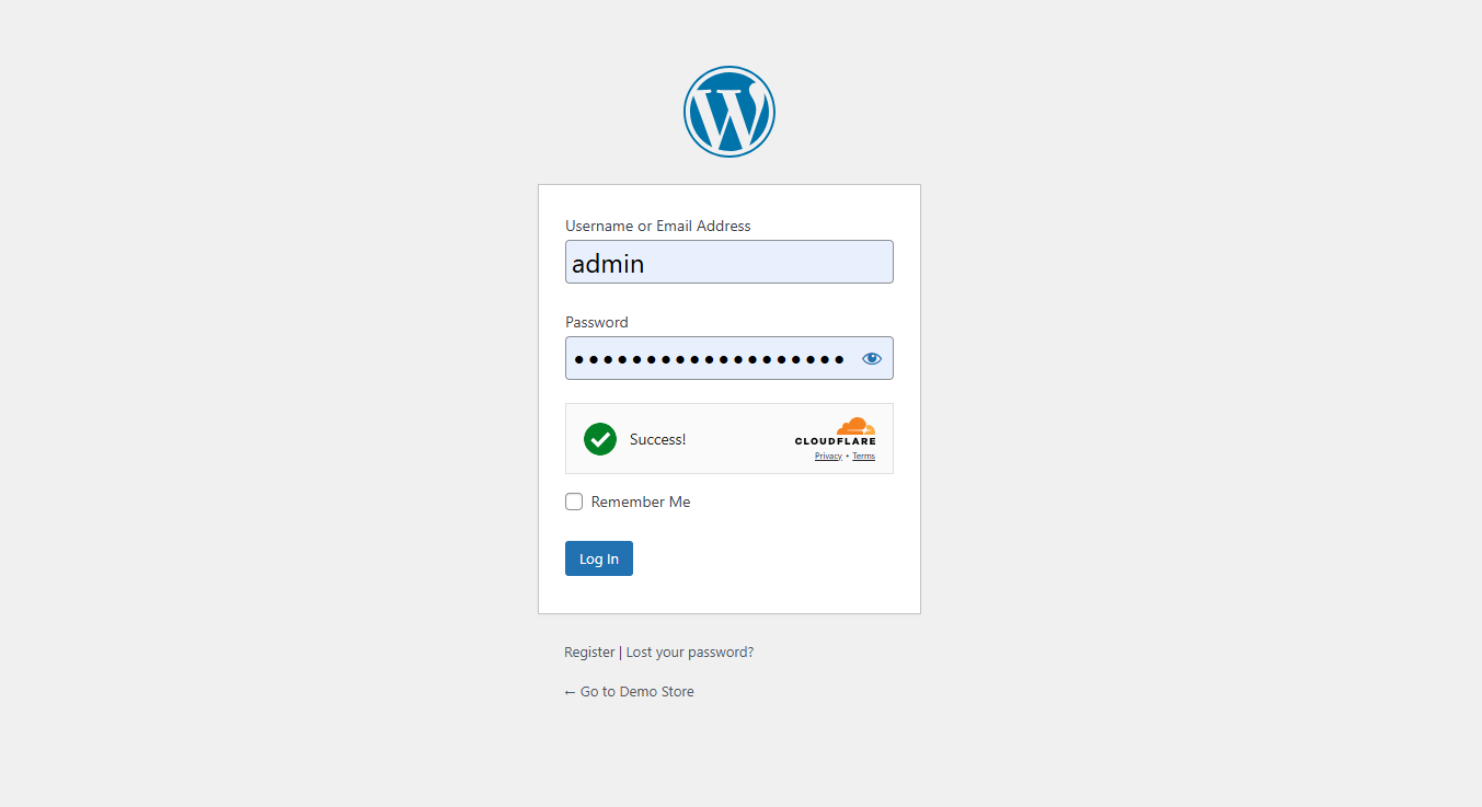 **Turnstile on Login** - Example of Cloudflare Turnstile on WordPress Admin login page