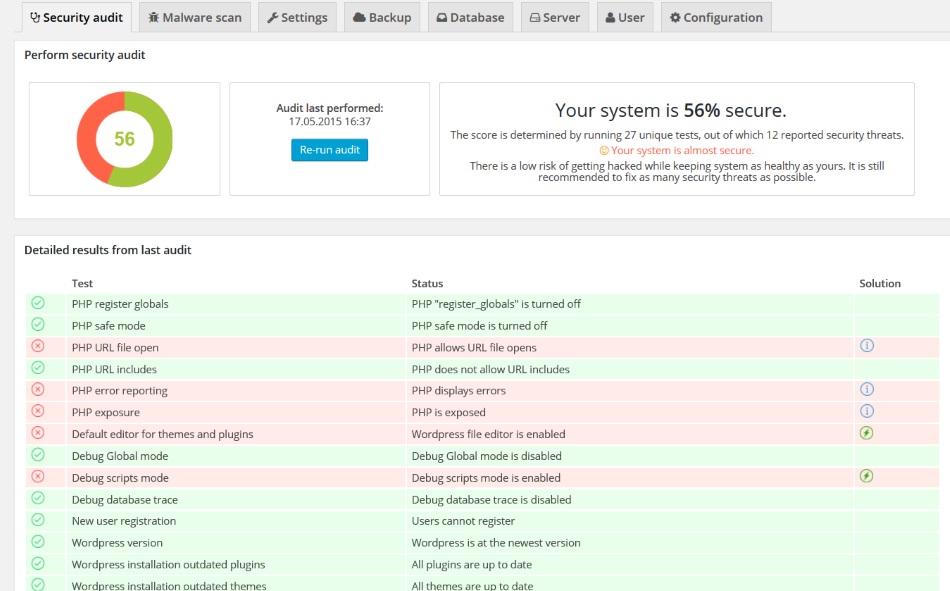 Security Audit SCAN website files and folders.