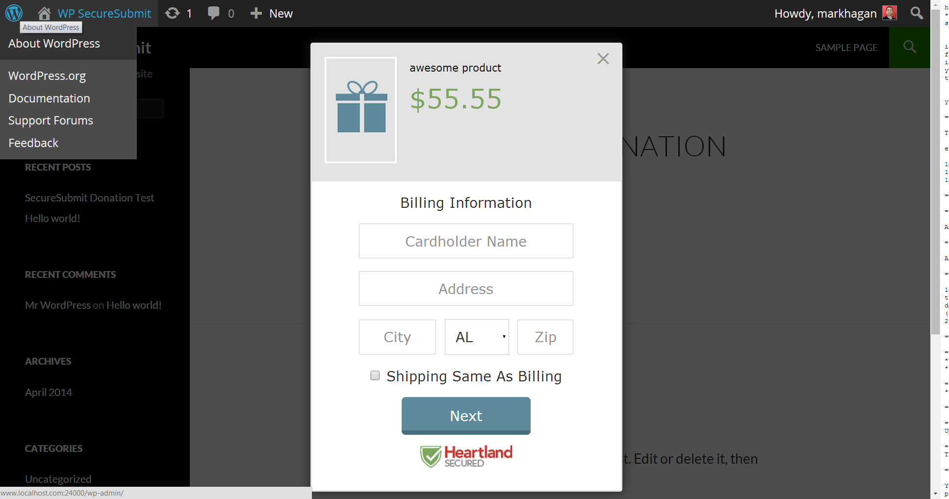 This shows what a "Buy Now" modal looks like.