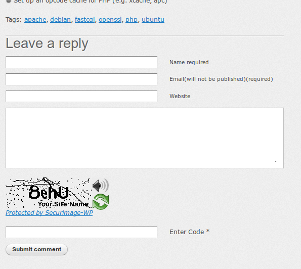 Securimage-WP shown on a comment form