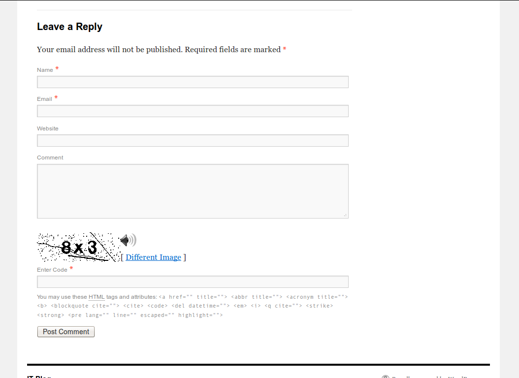A math CAPTCHA with custom text instead of a refresh button in the Twenty Ten theme