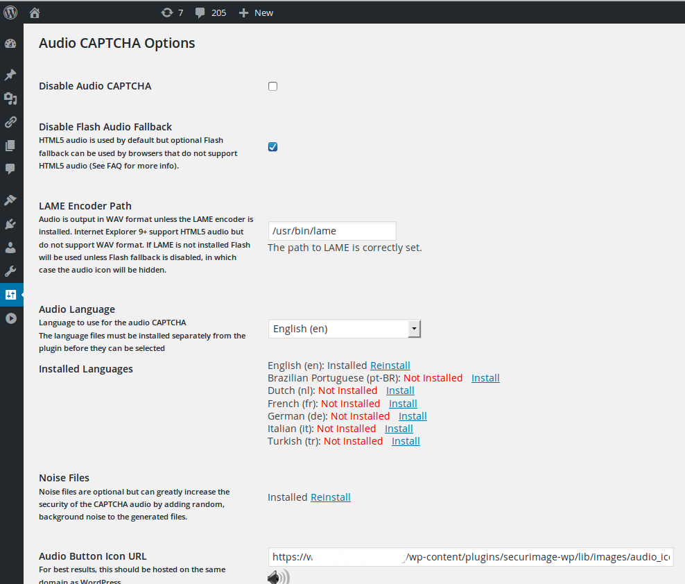 Admin options to control image appearance