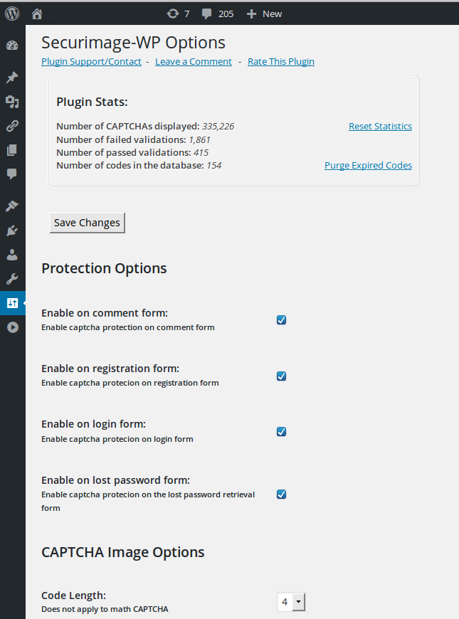 Miscellanous options for captcha functionality and look