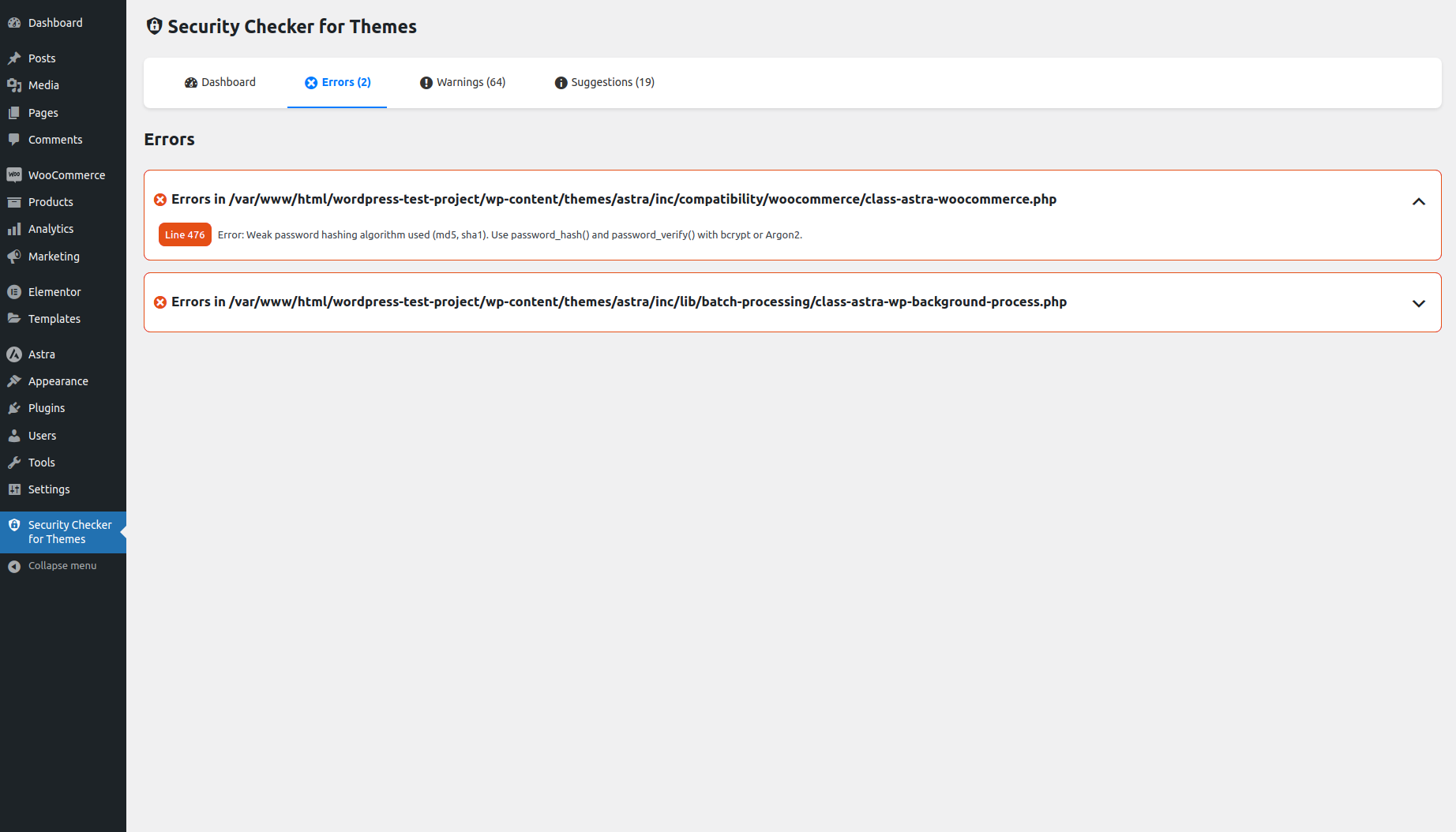 **Error Overview** - A visual summary of errors, including line numbers and specific details.